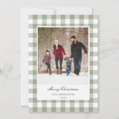 Classic Sage Gingham Two Sided Family Photo シーズンカード (正面)