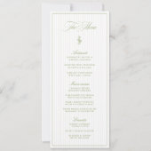 Classic Sage Green & Beige Striped Wedding Menu 招待状 (正面)