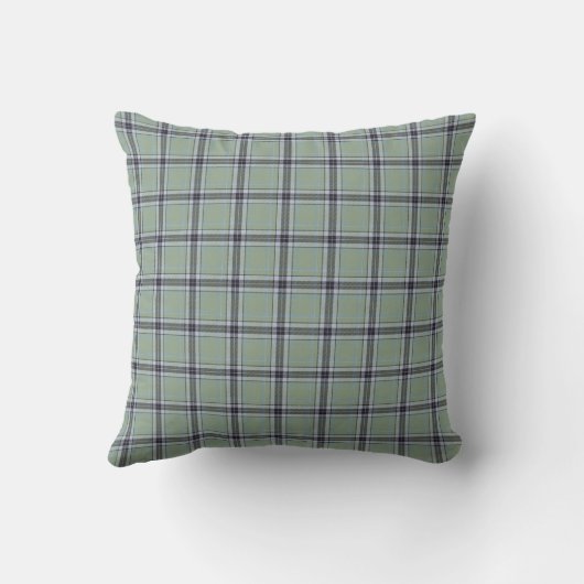 Classic Sage Green Blue Gray Tartan Plaid Pattern クッション (裏面)