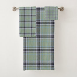 Classic Sage Green Blue Gray Tartan Plaid Pattern バスタオルセット
