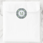 Classic Sage Green Blue Gray Tartan Plaid Pattern  ラウンドシール (バッグ)