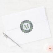 Classic Sage Green Blue Gray Tartan Plaid Pattern  ラウンドシール (封筒)