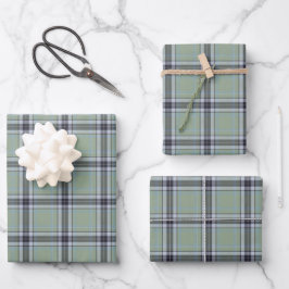 Classic Sage Green Blue Gray Tartan Plaid Pattern ラッピングペーパーシート
