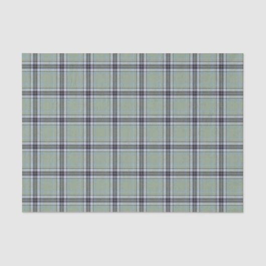 Classic Sage Green Blue Gray Tartan Plaid Pattern 薄葉紙 (正面)