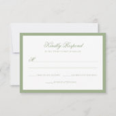 Classic Sage Green Border Monogram Script Wedding 出欠カード (正面)