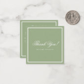 Classic Sage Green Border Script Wedding Thank You ノートカード (正面/裏面インサイチュ)