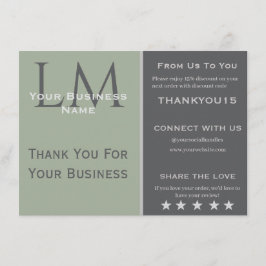 Classic Sage Green Business Branding Thank You エンクロージャーカード