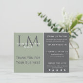 Classic Sage Green Business Branding Thank You エンクロージャーカード (スタンド正面)