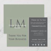 Classic Sage Green Business Branding Thank You エンクロージャーカード (正面/裏面)