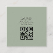Classic Sage Green Business QR Branding コーリングカード (裏面)