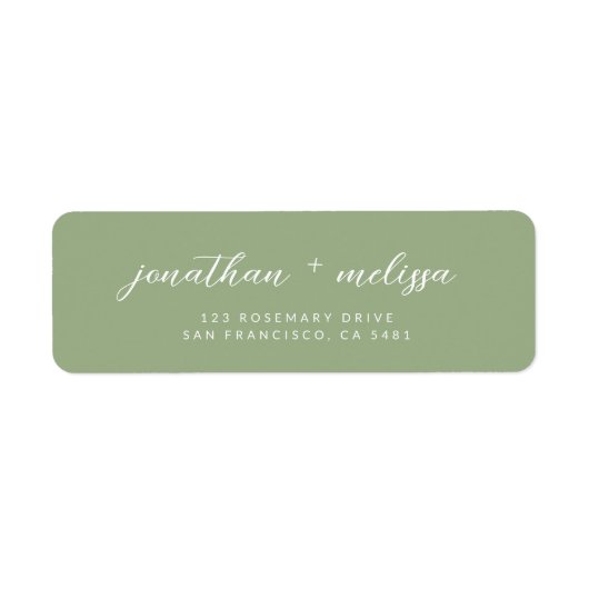 Classic Sage Green Calligraphy Wedding Address ラベル (正面)