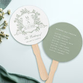Classic Sage Green Crest Wedding Ceremony Timeline ハンドファン