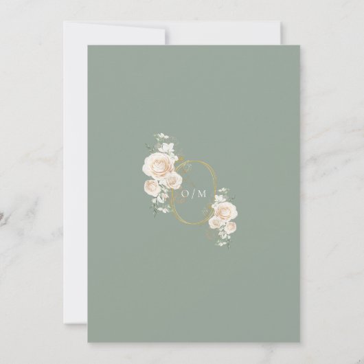 Classic Sage Green Floral Garden Wedding 招待状 (裏面)