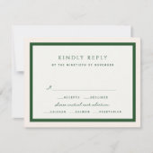 Classic Sage Green Garden Florals Formal Wedding 出欠カード (正面)