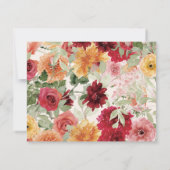 Classic Sage Green Garden Florals Formal Wedding 出欠カード (裏面)