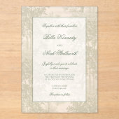 Classic Sage Green Landscape Toile Wedding アクリル招待状 (正面)