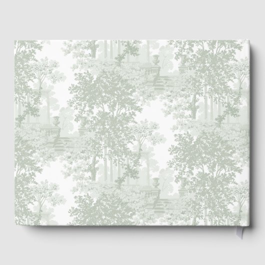 Classic Sage Green Landscape Toile Wedding ゲストブック (裏面)