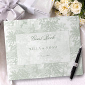 Classic Sage Green Landscape Toile Wedding ゲストブック