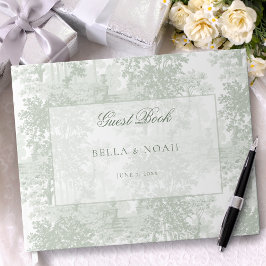 Classic Sage Green Landscape Toile Wedding ゲストブック