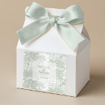 Classic Sage Green Landscape Toile Wedding スクエアシール<br><div class="desc">This elegant pattern features a classical landscape scene with stone steps of an ancient temple,  columns,  urns,  greenery and trees in subdued light and dark sage green tones. Includes an opaque label element with a thin border (the level of opacity can be customized in the design editor).</div>