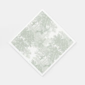 Classic Sage Green Landscape Toile Wedding スタンダードランチョンナプキン (角)
