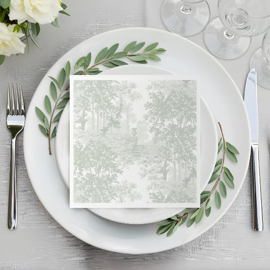 Classic Sage Green Landscape Toile Wedding スタンダードランチョンナプキン