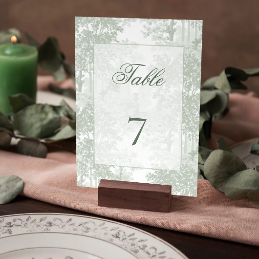 Classic Sage Green Landscape Toile Wedding テーブルナンバー