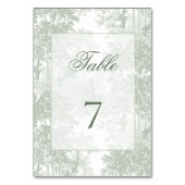 Classic Sage Green Landscape Toile Wedding テーブルナンバー (裏面)