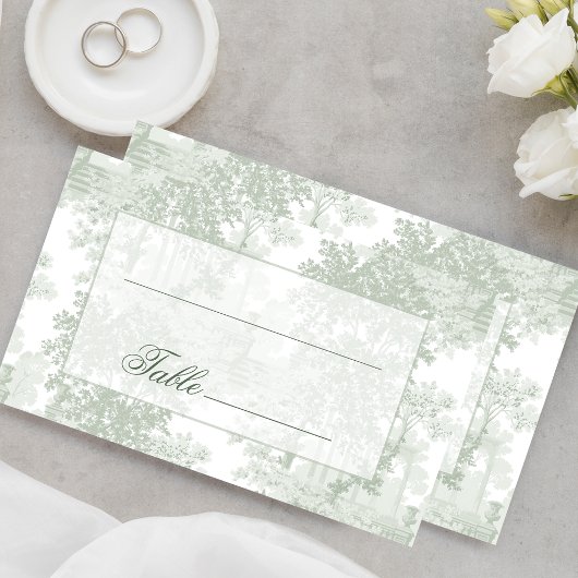 Classic Sage Green Landscape Toile Wedding プレイスカード