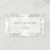 Classic Sage Green Landscape Toile Wedding プレイスカード (裏面)