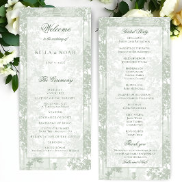 Classic Sage Green Landscape Toile Wedding プログラム