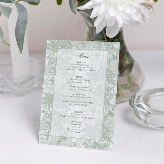 Classic Sage Green Landscape Toile Wedding メニュー
