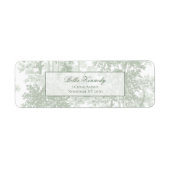 Classic Sage Green Landscape Toile Wedding ラベル (正面)