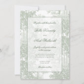 Classic Sage Green Landscape Toile Wedding 招待状 (正面)