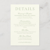 Classic Sage Green Minimalist Wedding Details エンクロージャーカード (正面)