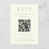 Classic Sage Green Minimalist Wedding QR Code 出欠カード (正面)