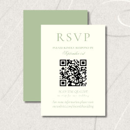 Classic Sage Green Minimalist Wedding QR Code 出欠カード
