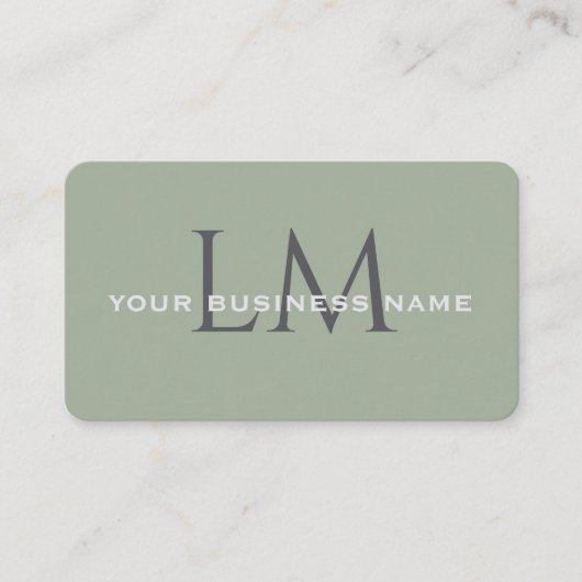 Classic Sage Green Monogram Branding 名刺 (正面)