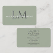 Classic Sage Green Monogram Branding 名刺 (正面/裏面)