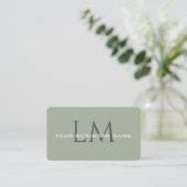 Classic Sage Green Monogram Branding 名刺 (スタンド正面)