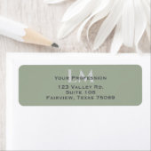 Classic Sage Green Monogram Branding Address  ラベル (インサイチュ)