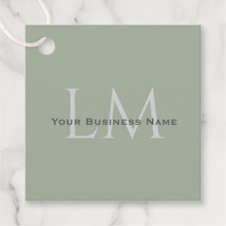 Classic Sage Green Monogram Business Branding フェイバータグ