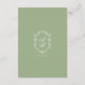Classic Sage Green Monogram Crest Wedding Details エンクロージャーカード (裏面)