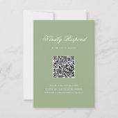 Classic Sage Green Monogram Crest Wedding QR Code 出欠カード (正面)