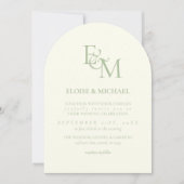 Classic Sage Green Monogram Minimalist Wedding 招待状 (正面)