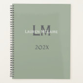Classic Sage Green Monogram Office Planning プランナー手帳 (正面)