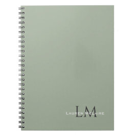 Classic Sage Green Monogram Stationery ノートブック