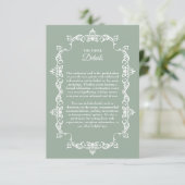 Classic Sage Green Ornately Framed Wedding エンクロージャーカード (スタンド正面)