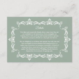 Classic Sage Green Ornately Framed Wedding エンクロージャーカード