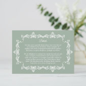 Classic Sage Green Ornately Framed Wedding エンクロージャーカード (スタンド正面)
